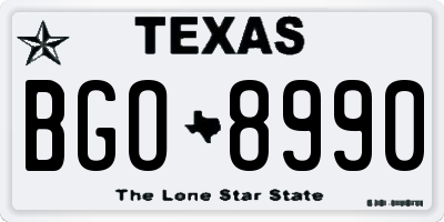 TX license plate BGO8990