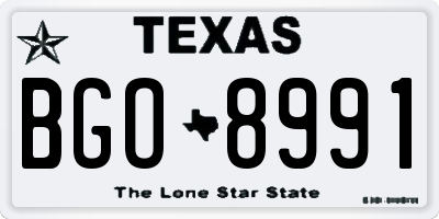 TX license plate BGO8991