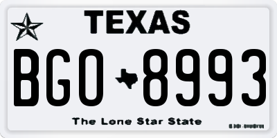 TX license plate BGO8993