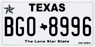 TX license plate BGO8996