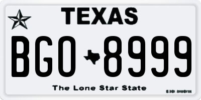 TX license plate BGO8999