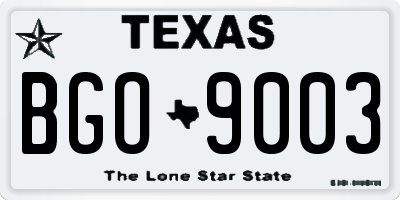 TX license plate BGO9003
