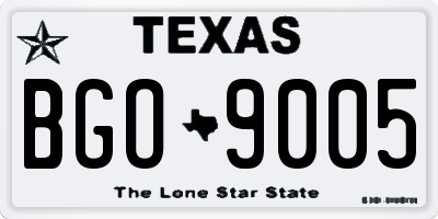TX license plate BGO9005