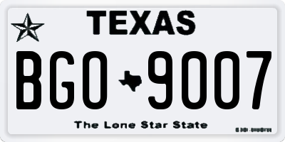 TX license plate BGO9007