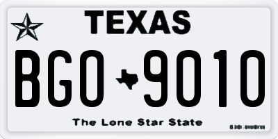 TX license plate BGO9010