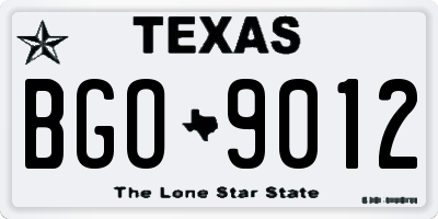 TX license plate BGO9012