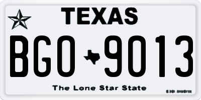 TX license plate BGO9013