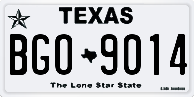 TX license plate BGO9014
