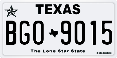 TX license plate BGO9015