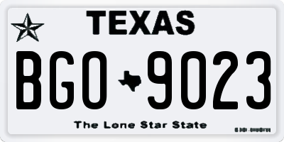 TX license plate BGO9023