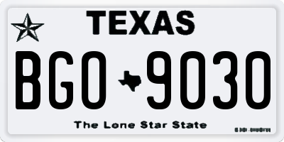 TX license plate BGO9030