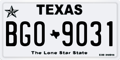 TX license plate BGO9031
