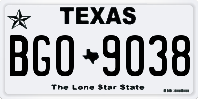 TX license plate BGO9038