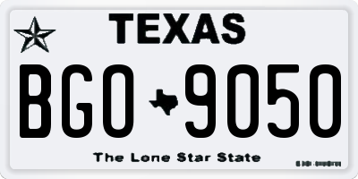 TX license plate BGO9050