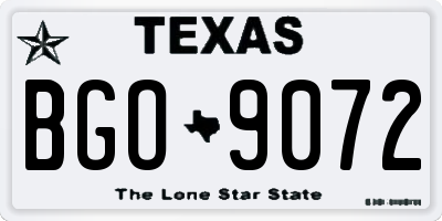 TX license plate BGO9072