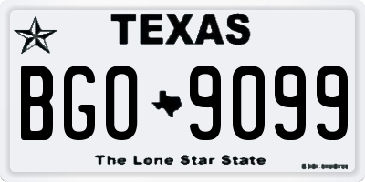 TX license plate BGO9099