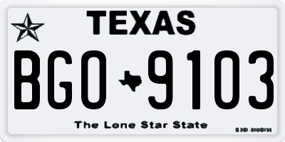 TX license plate BGO9103