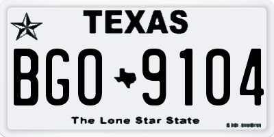 TX license plate BGO9104
