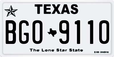 TX license plate BGO9110