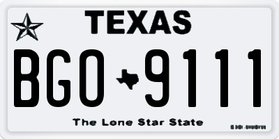 TX license plate BGO9111