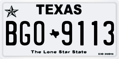 TX license plate BGO9113