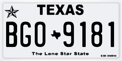 TX license plate BGO9181
