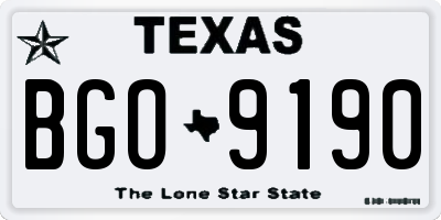 TX license plate BGO9190