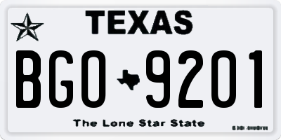 TX license plate BGO9201