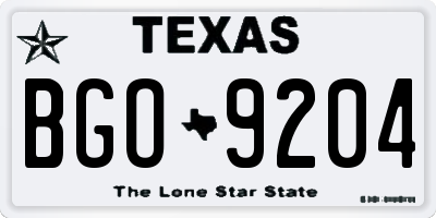 TX license plate BGO9204