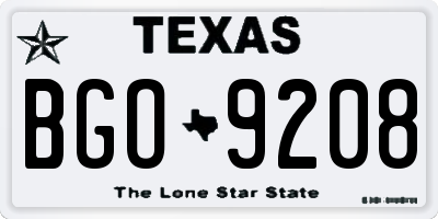 TX license plate BGO9208