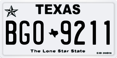 TX license plate BGO9211