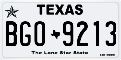 TX license plate BGO9213