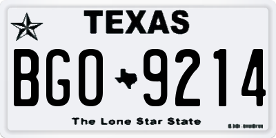 TX license plate BGO9214