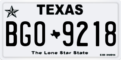 TX license plate BGO9218
