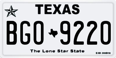 TX license plate BGO9220