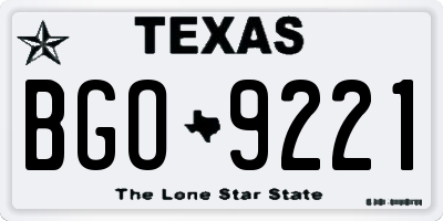 TX license plate BGO9221