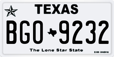 TX license plate BGO9232