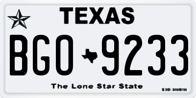 TX license plate BGO9233