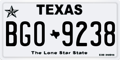 TX license plate BGO9238