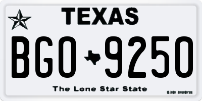 TX license plate BGO9250