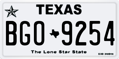 TX license plate BGO9254