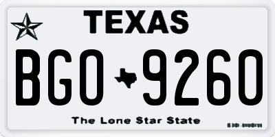 TX license plate BGO9260