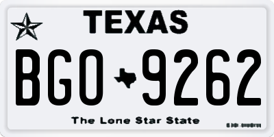TX license plate BGO9262