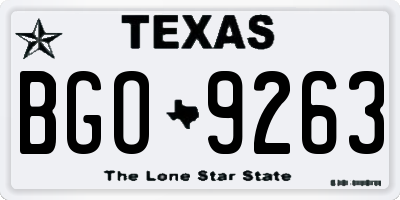 TX license plate BGO9263