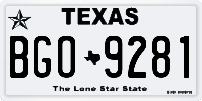 TX license plate BGO9281