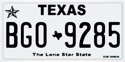 TX license plate BGO9285