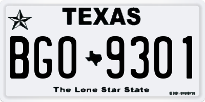 TX license plate BGO9301
