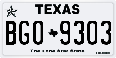 TX license plate BGO9303