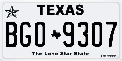 TX license plate BGO9307