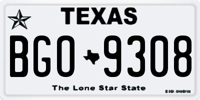 TX license plate BGO9308